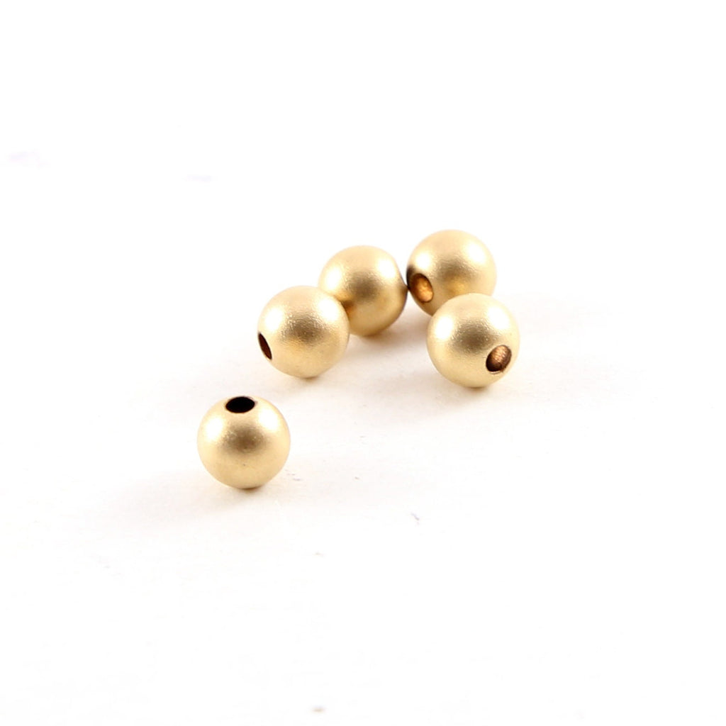 14K Gold Filled 5mm Smooth Matte Gold Seamless Round Spacer Beads (5pc)