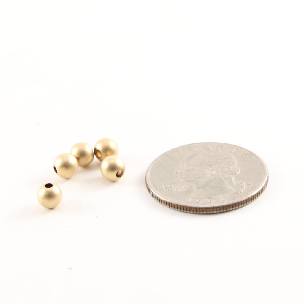 14K Gold Filled 5mm Smooth Matte Gold Seamless Round Spacer Beads (5pc)