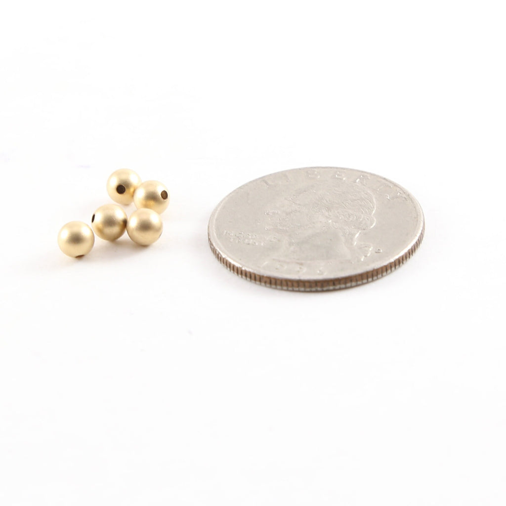 14K Gold Filled 4mm Smooth Matte Gold Seamless Round Spacer Beads (5pc)
