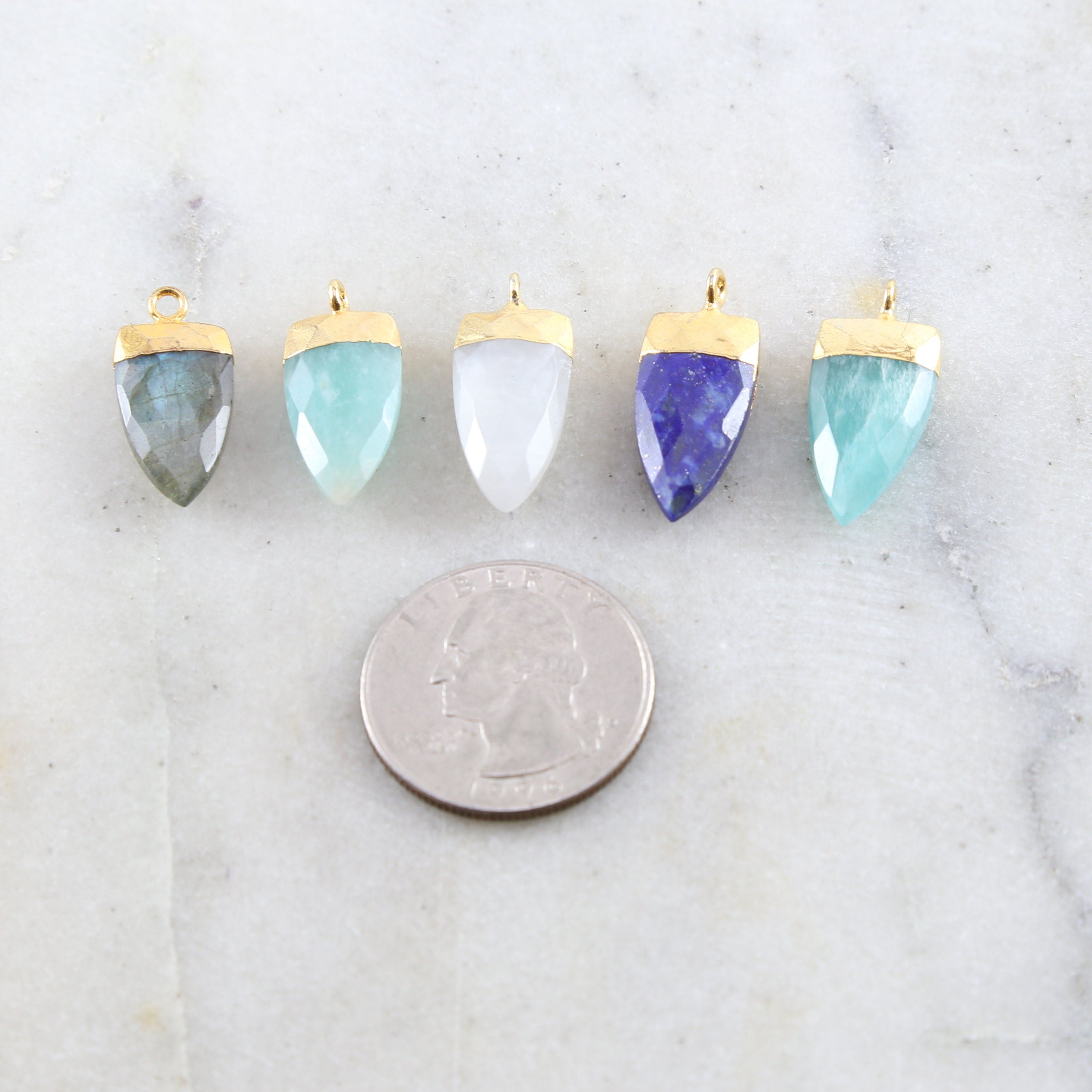 Sterling Silver or Gold Plated Beautiful Gemstone Point Dagger Charm Pendant