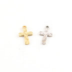 Sterling Silver or Vermeil Dainty Hammered Textured Cross Charm Pendant