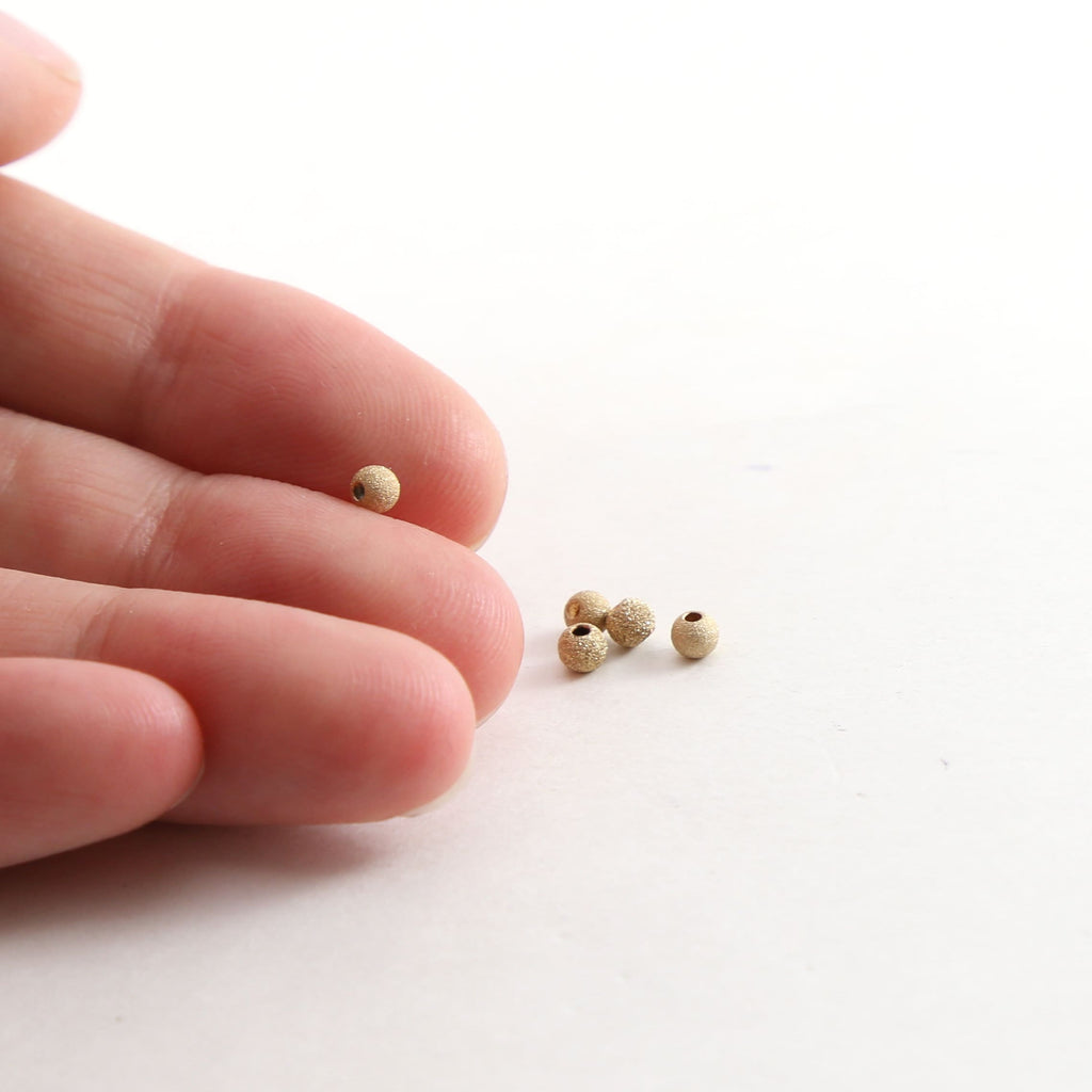 14K Gold Filled 3mm Stardust Bead Shiny Sparkle Seamless Round Spacer (5pc)