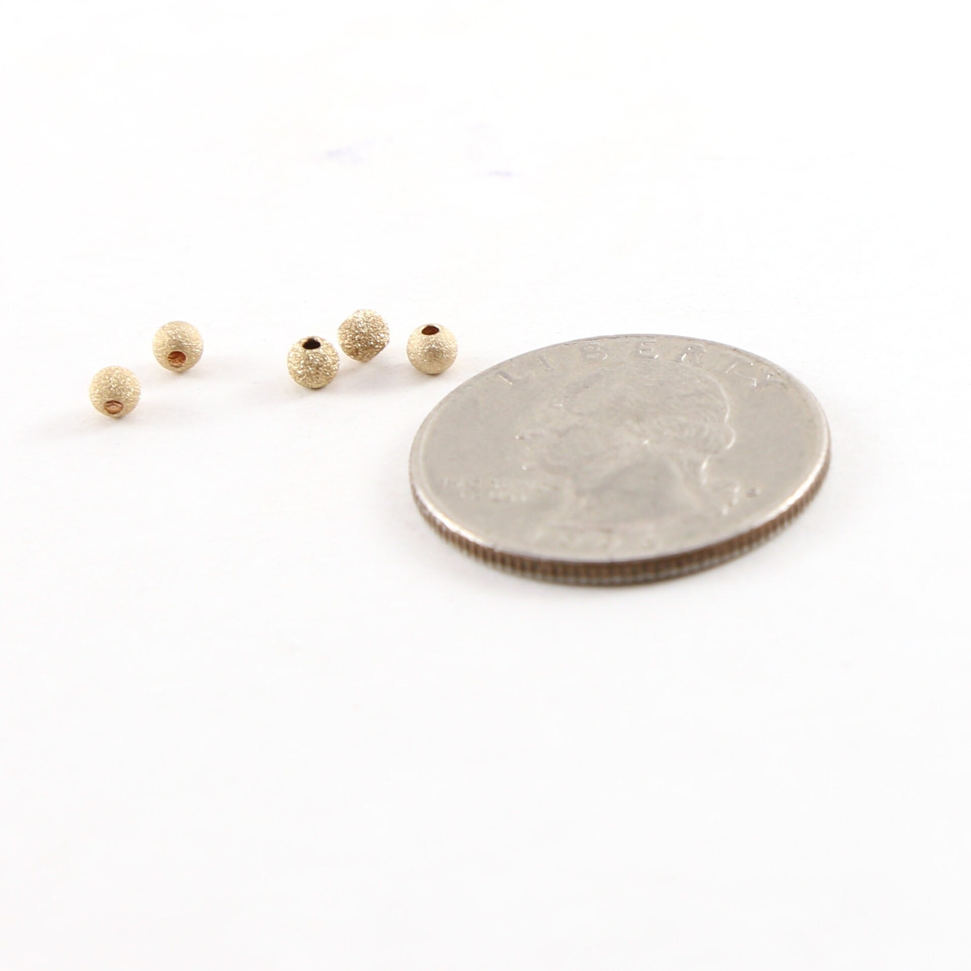 14K Gold Filled 3mm Stardust Bead Shiny Sparkle Seamless Round Spacer (5pc)