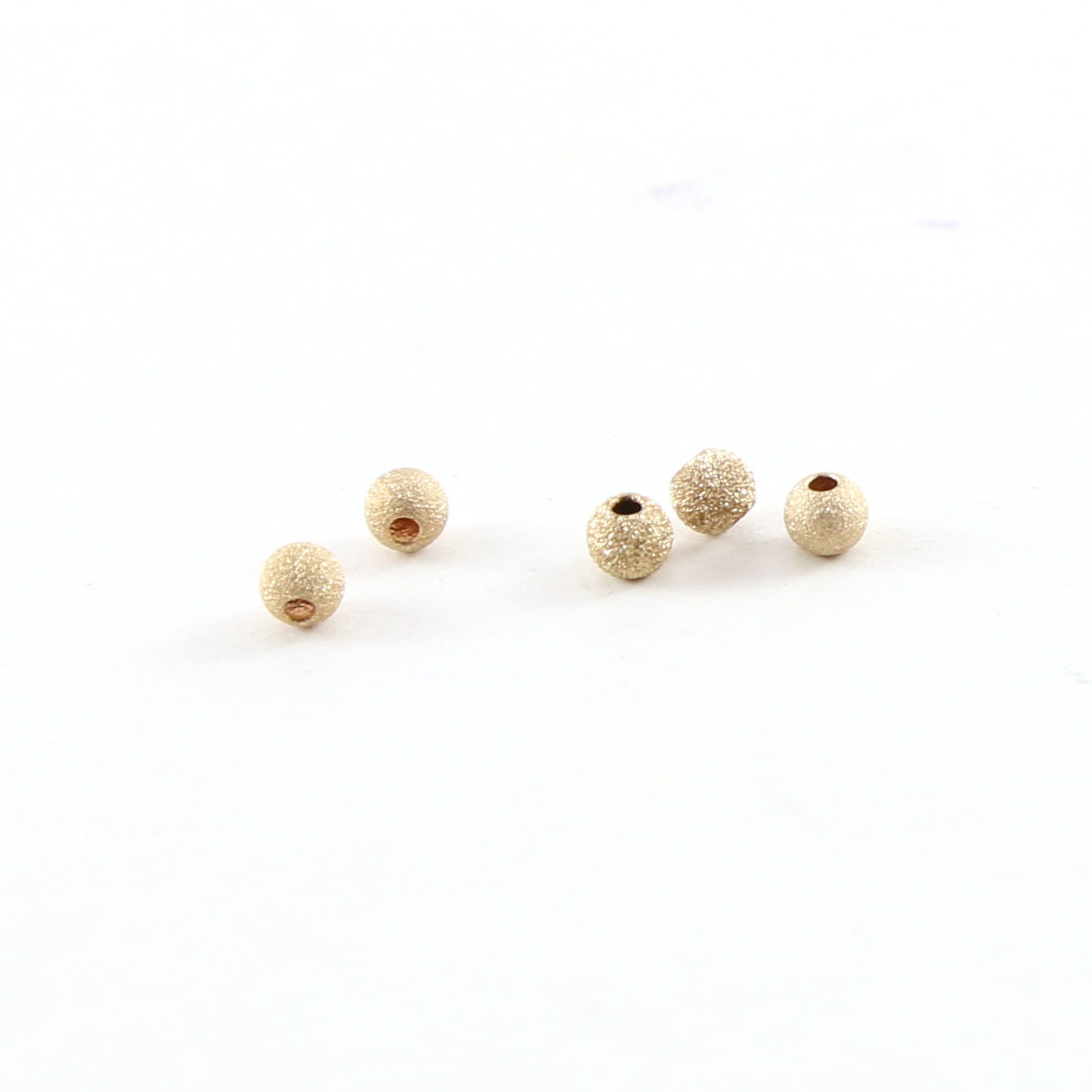 14K Gold Filled 3mm Stardust Bead Shiny Sparkle Seamless Round Spacer (5pc)