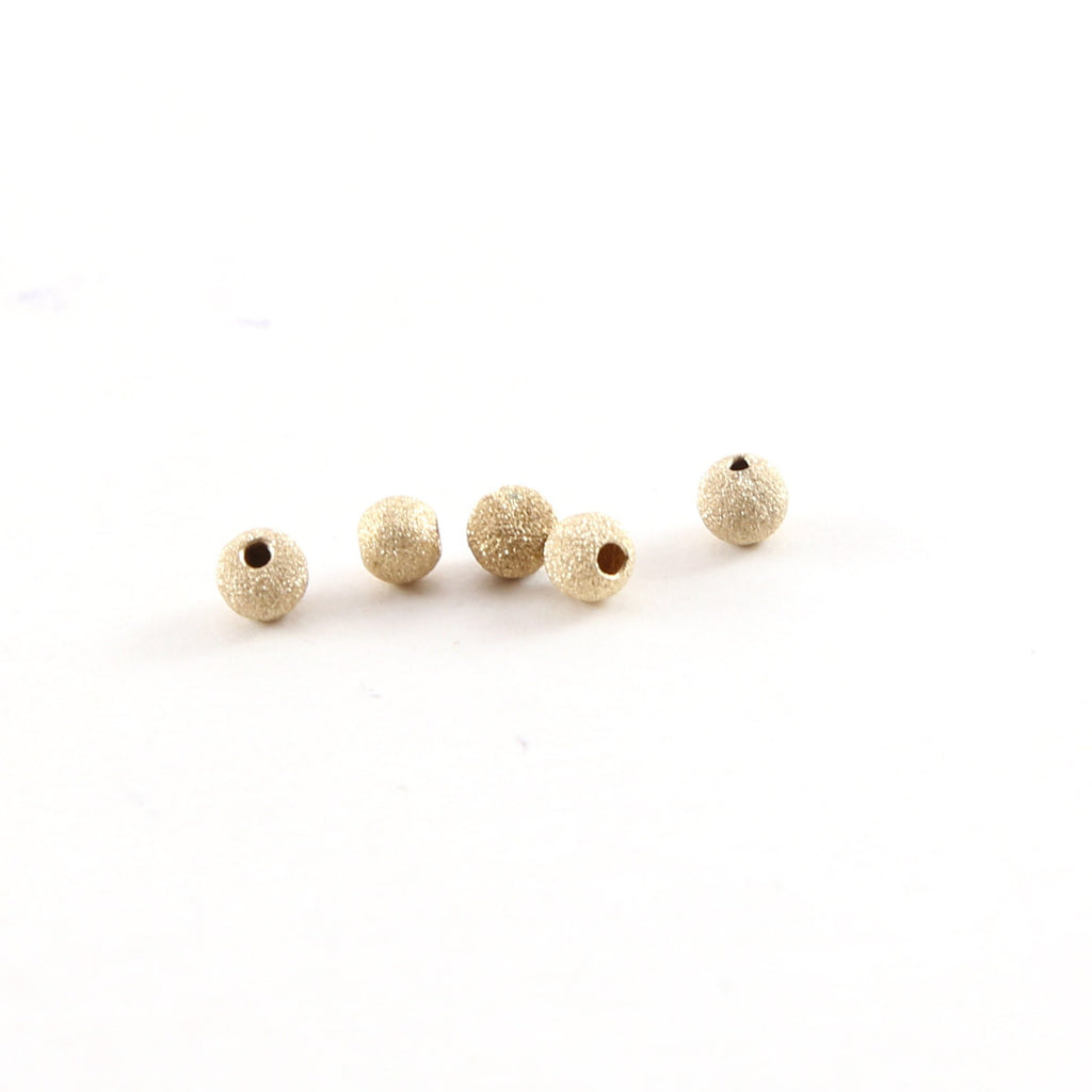 14K Gold Filled 4mm Stardust Bead Shiny Sparkle Seamless Round Spacer (5pc)