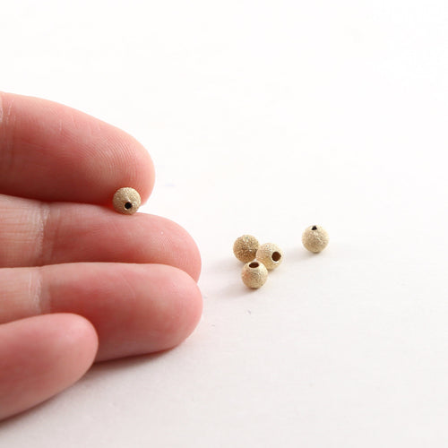 14K Gold Filled 4mm Stardust Bead Shiny Sparkle Seamless Round Spacer (5pc)