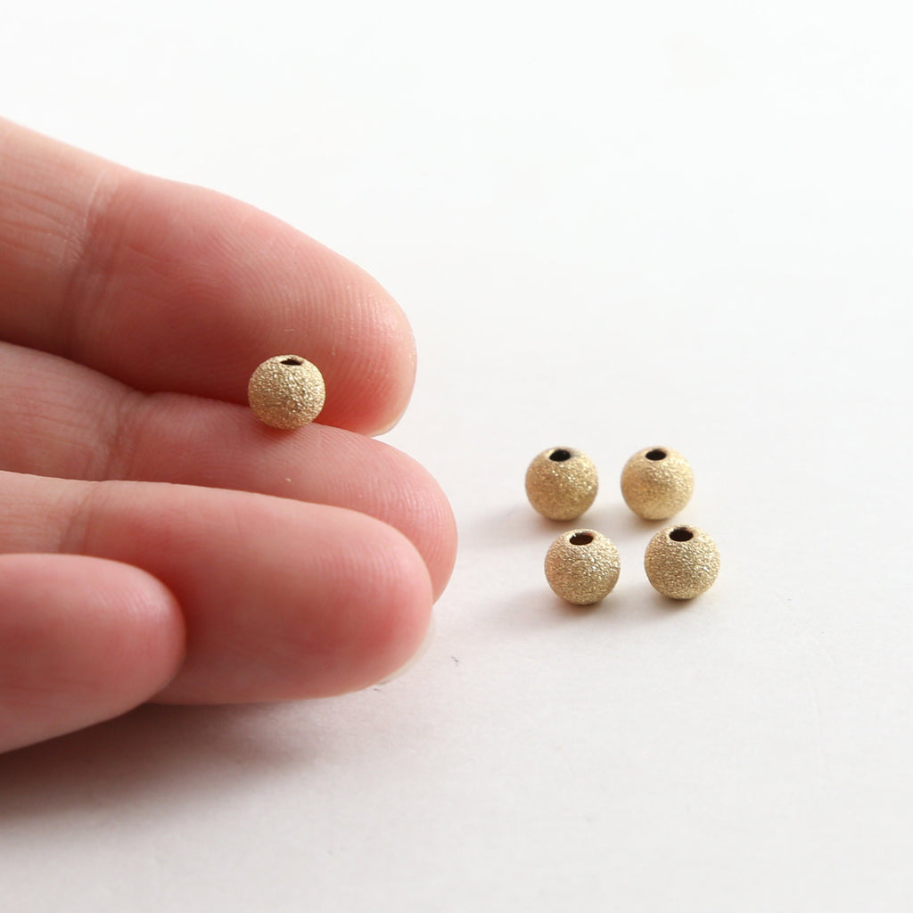 14K Gold Filled 5mm Stardust Bead Shiny Sparkle Seamless Round Spacer (5pc)