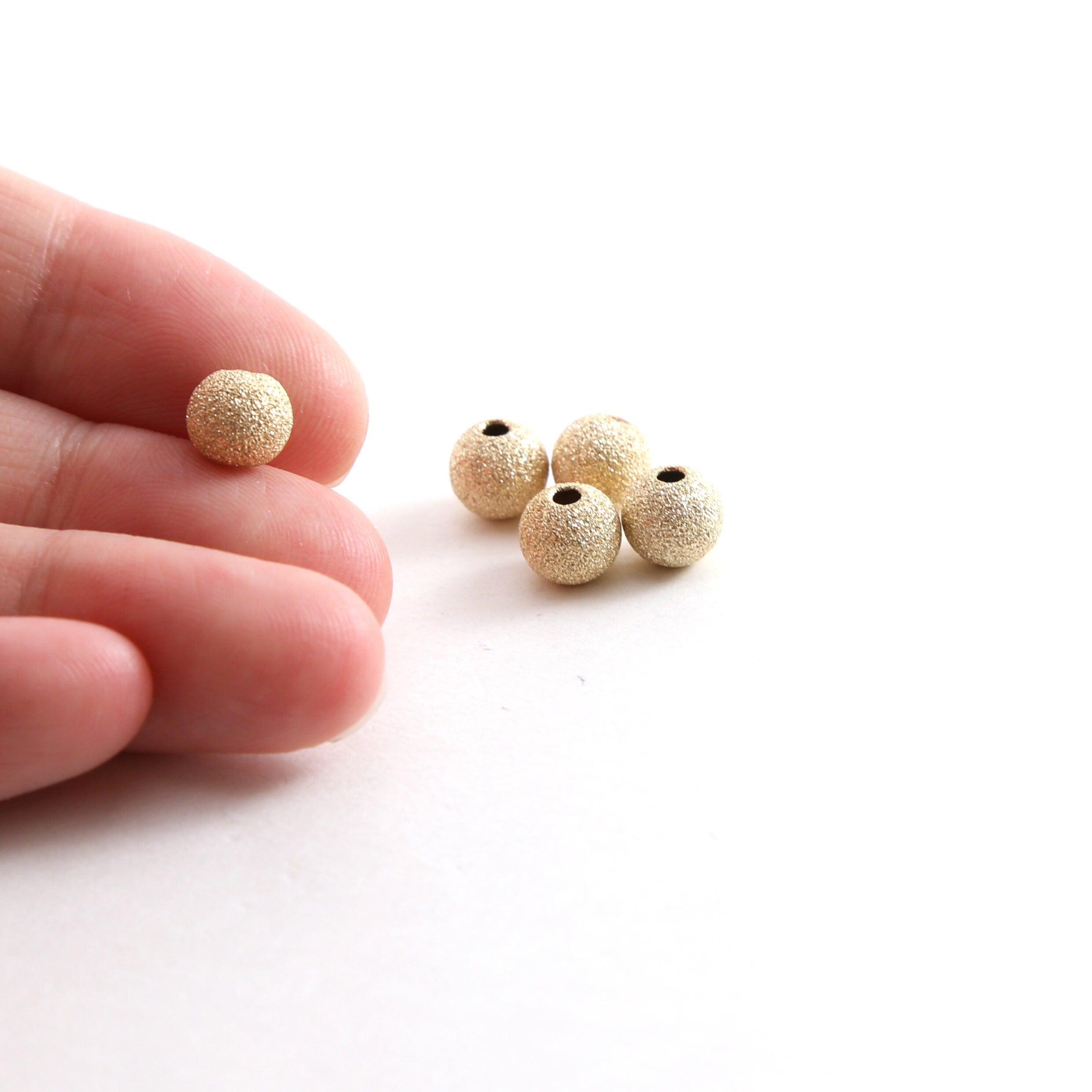 14K Gold Filled 7mm Stardust Bead Shiny Sparkle Seamless Round Spacer (5pc)