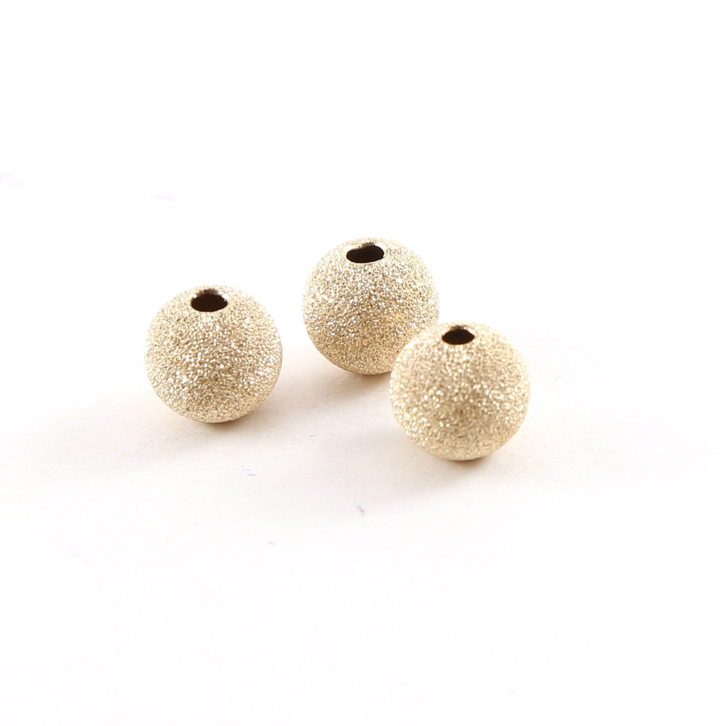 14K Gold Filled 8mm Stardust Bead Shiny Sparkle Seamless Round Spacer (3pc)