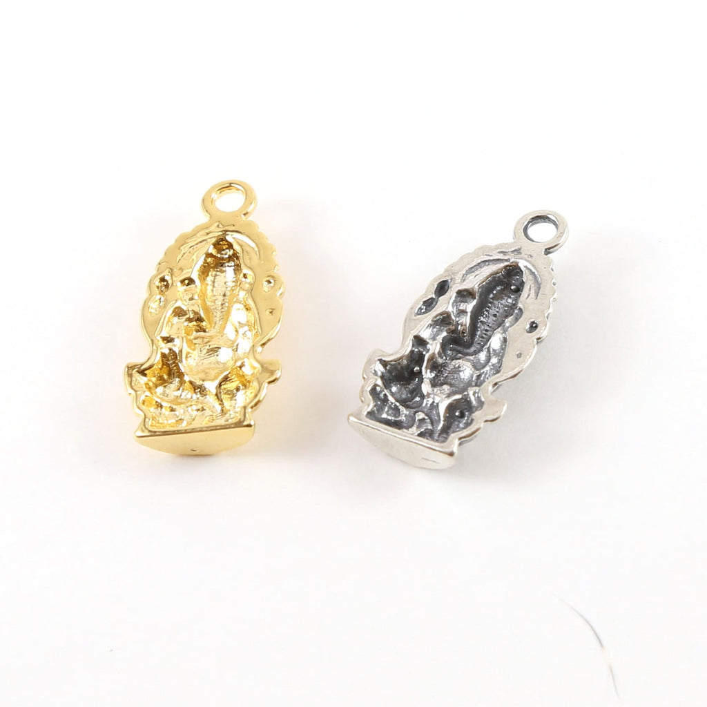 25mmx12mm Sterling Silver or Vermeil Large Detailed Ganesh Deity Charm Hindu
