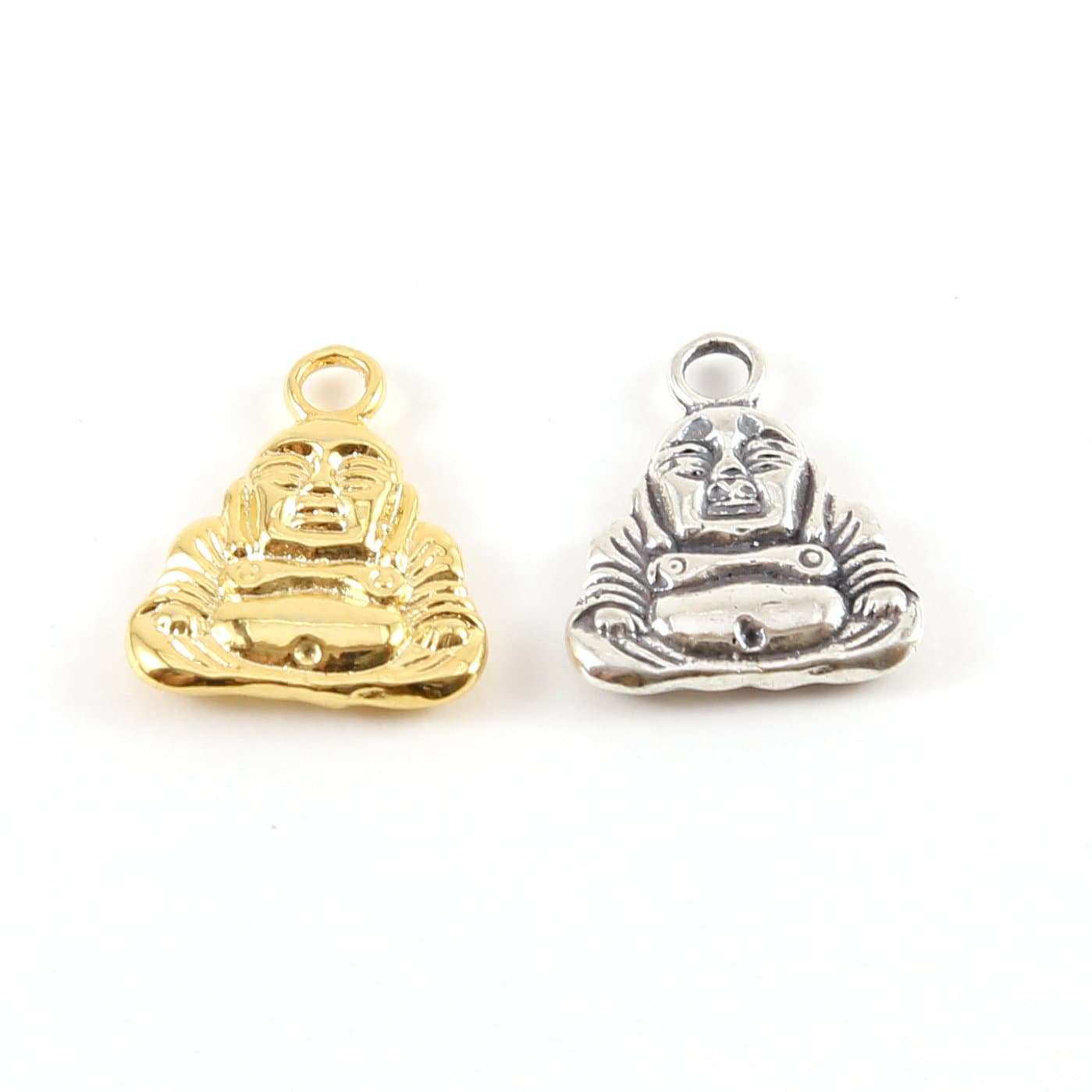 Sterling Silver or Vermeil Large Buddha Sitting Yoga Pendant Ohm Meditation