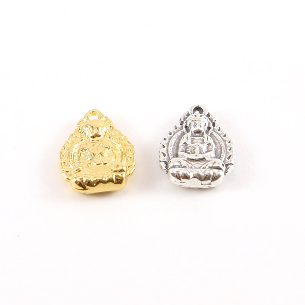 Sterling Silver or Vermeil Detailed Sitting Buddha Oval Design Yoga Pendant