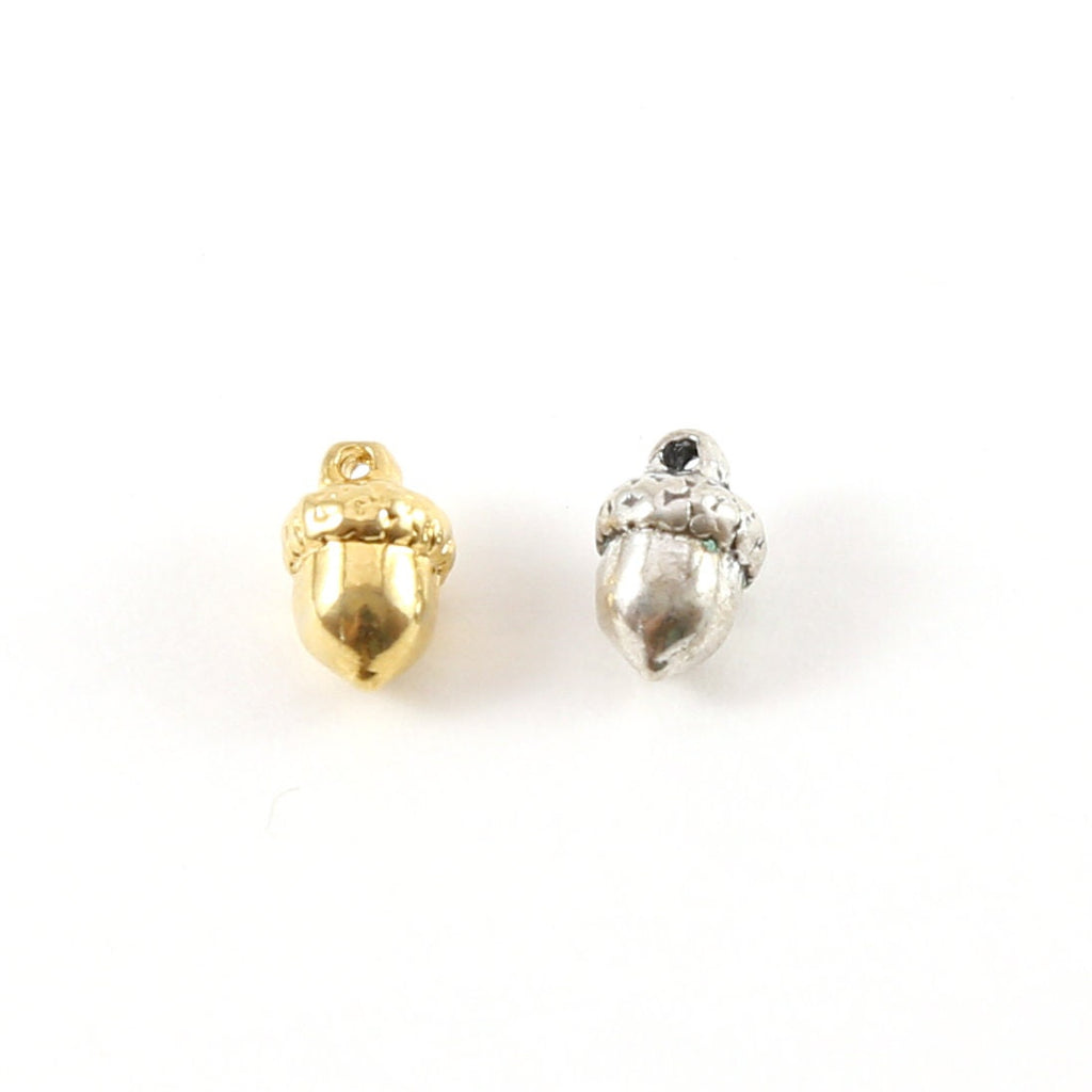 8mmx5mm Sterling Silver or Vermeil Tiny Acorn Charm Gold Nature Oak Tree