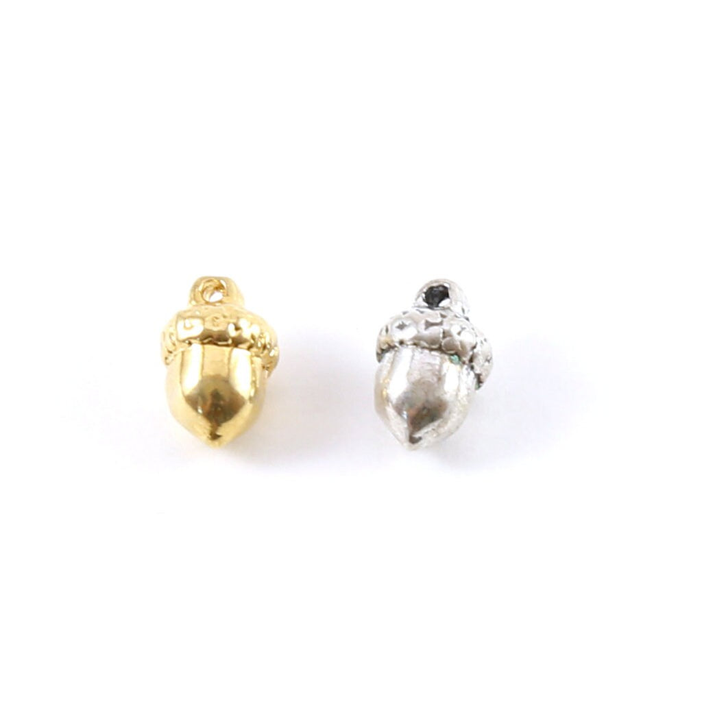 8mmx5mm Sterling Silver or Vermeil Tiny Acorn Charm Gold Nature Oak Tree