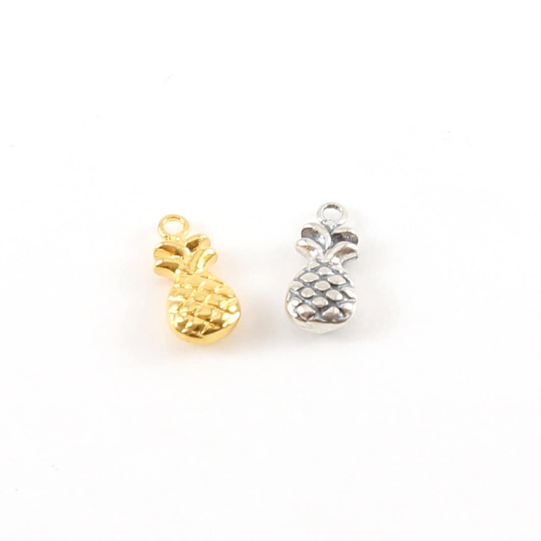 Sterling Silver or Vermeil Teeny Tiny 3D Pineapple Tropical Charm or Hawaii