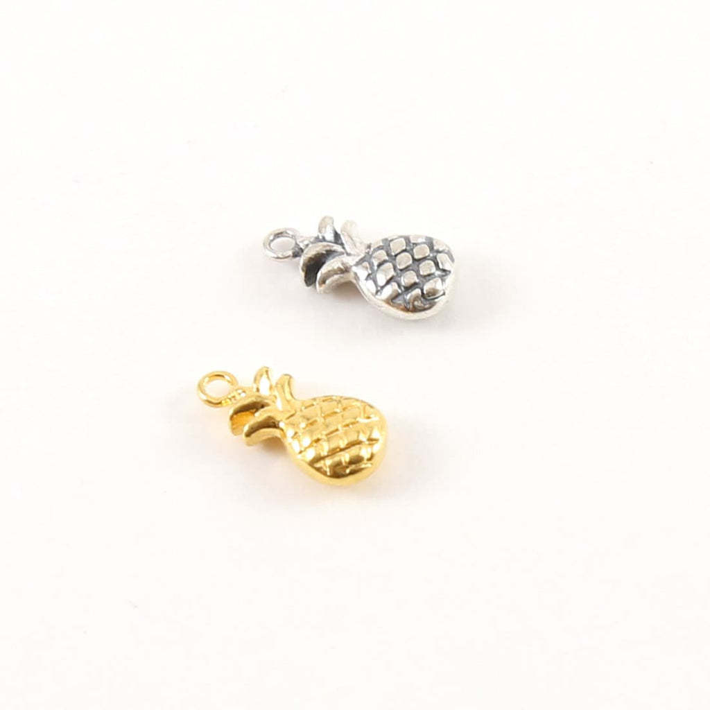 Sterling Silver or Vermeil Teeny Tiny 3D Pineapple Tropical Charm or Hawaii