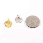 Sterling Silver or Vermeil Round Om Ohm Cut Out Charm Pendant