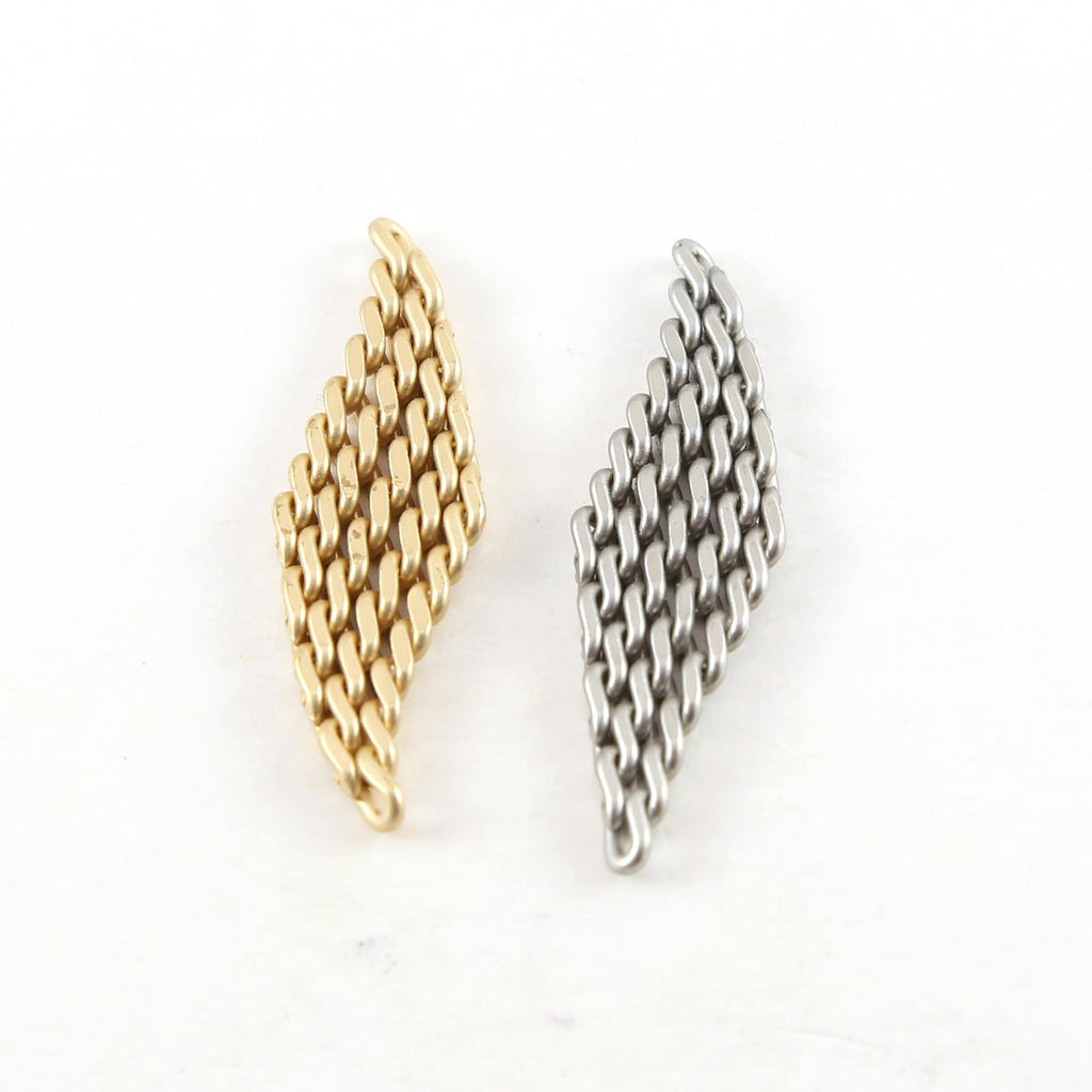 40mmx11mm Pewter Metal Small Chain Mail Tassel Pendant Diamond Charm