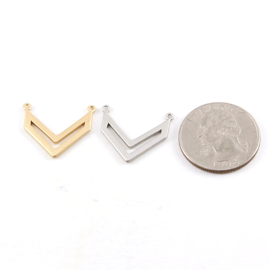 20mmx20mm Pewter Open Chevron Necklace Connector Bar Charm in Matte Gold