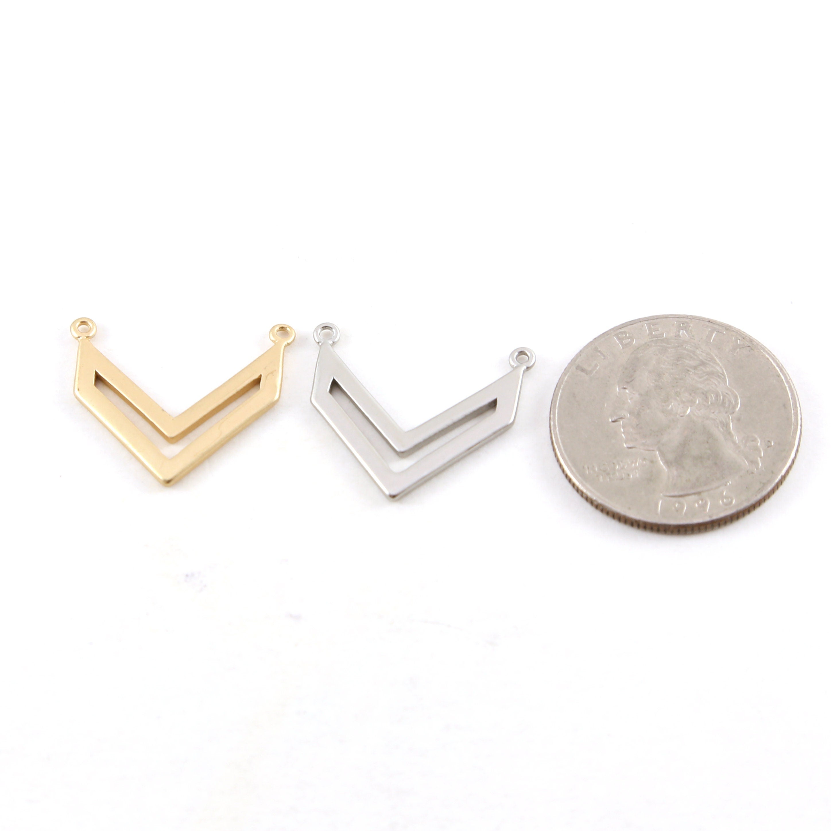 20mmx20mm Pewter Open Chevron Necklace Connector Bar Charm in Matte Gold