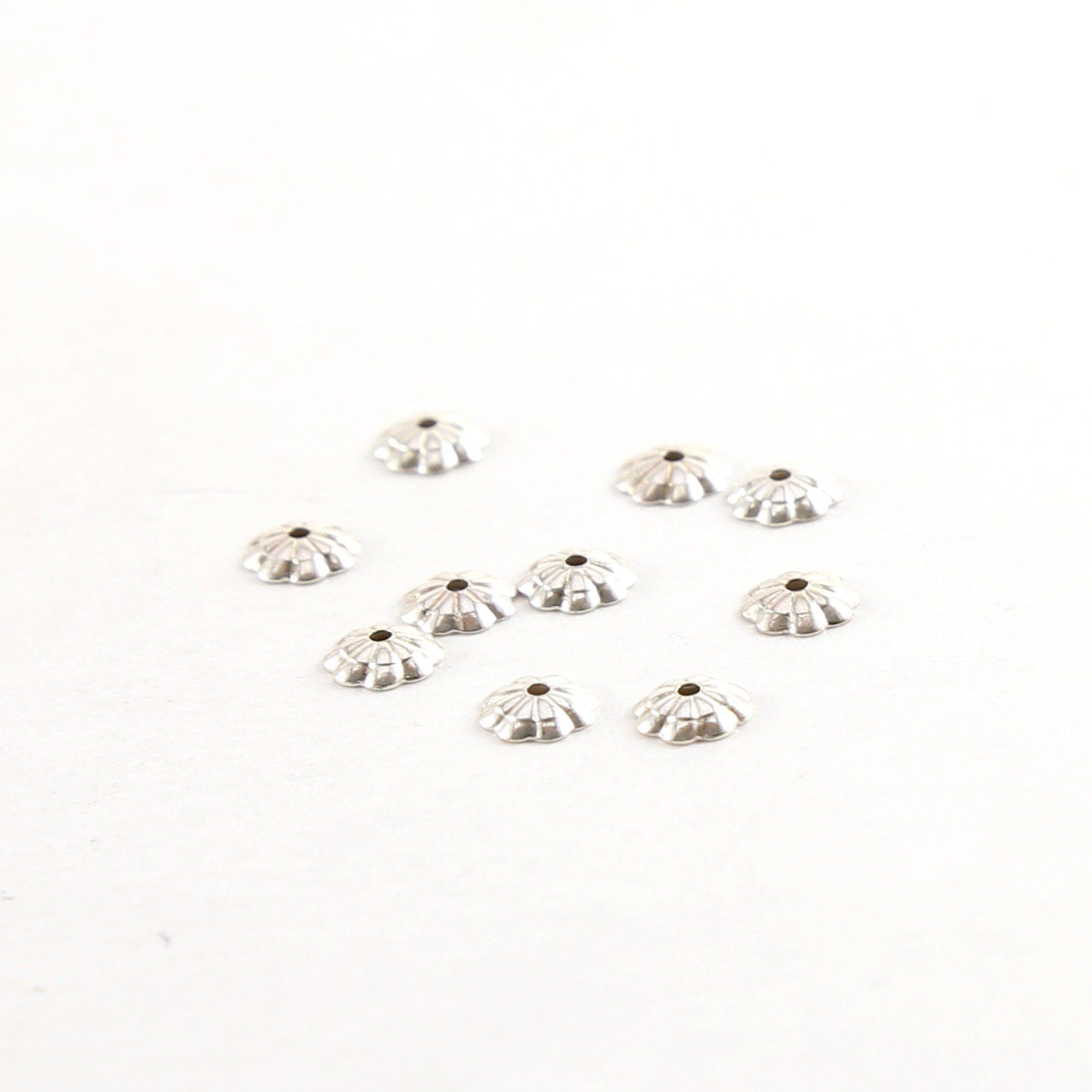 Sterling Silver 5mm Flower Bead Cap (10pc)