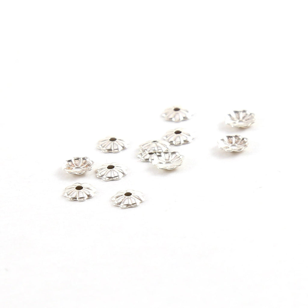 Sterling Silver 4mm Flower Bead Cap (10pc)