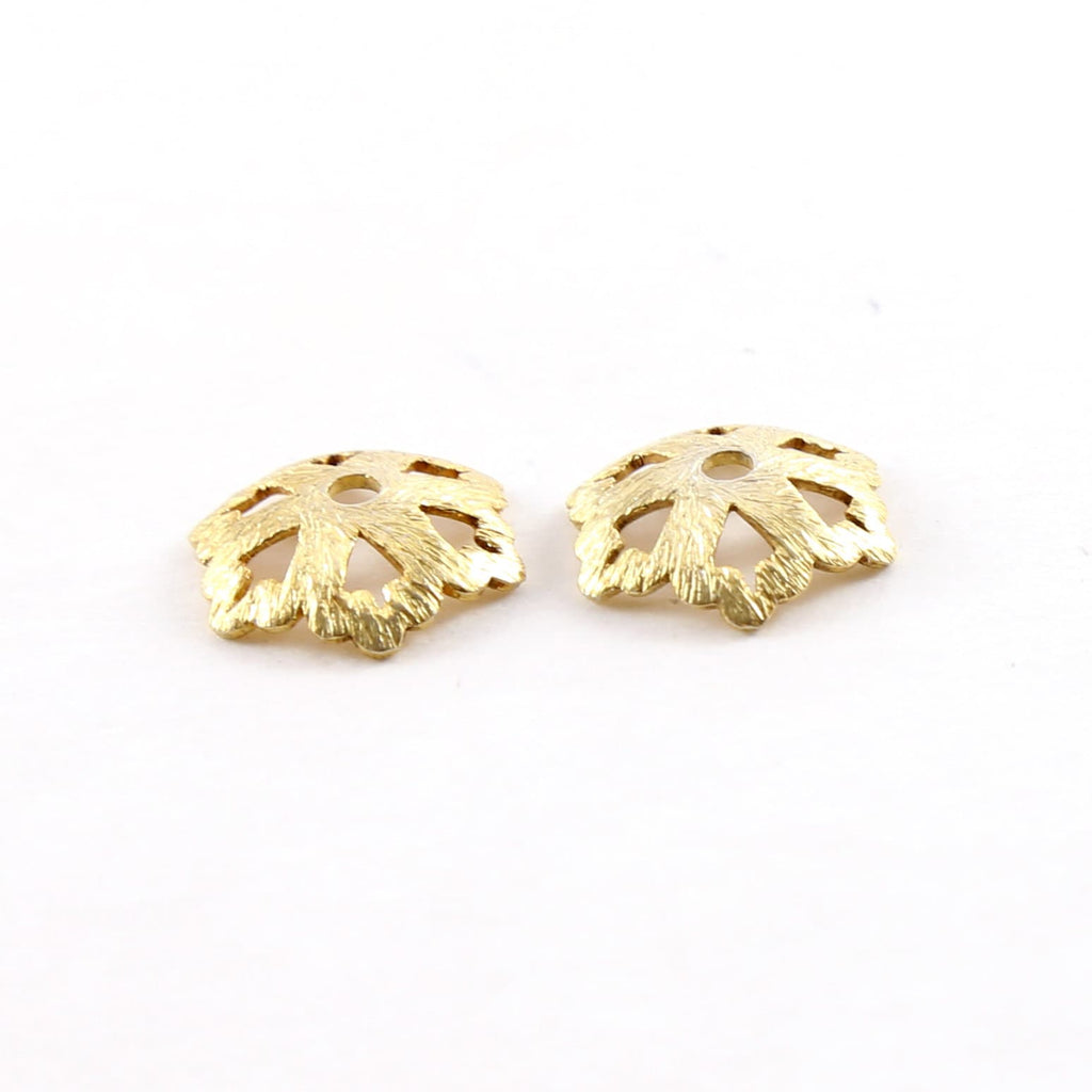 Vermeil 14mm Brushed Large Flower Bead Cap Spacer Bead (2pc)