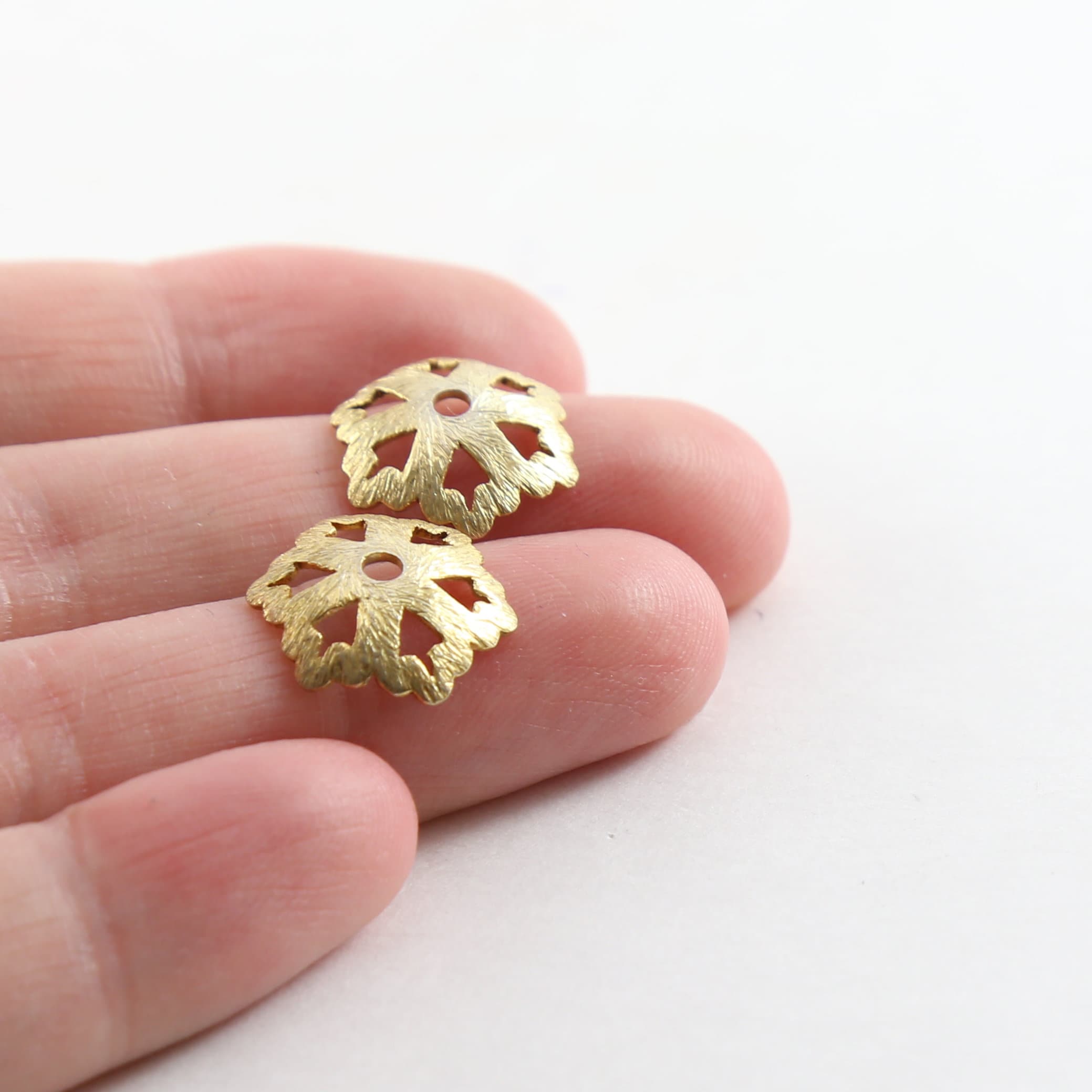 Vermeil 14mm Brushed Large Flower Bead Cap Spacer Bead (2pc)
