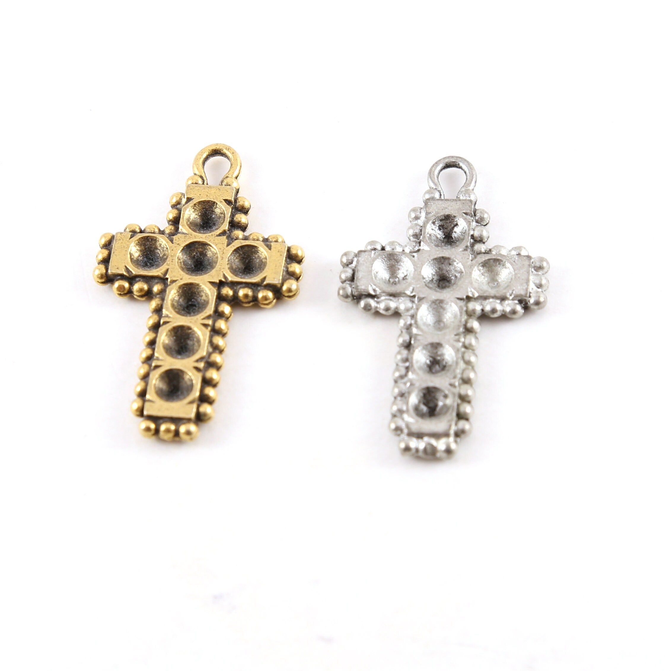 Pewter Cross for Crystals Inlay Pendant Religious Spiritual