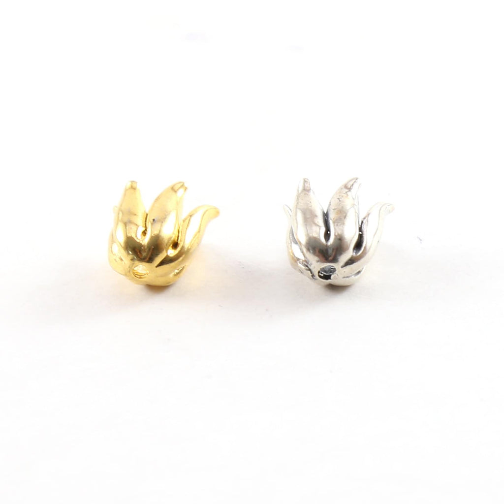 10mmx9mm Sterling Silver or Vermeil Realistic Tulip Flower Bead Cap Bead