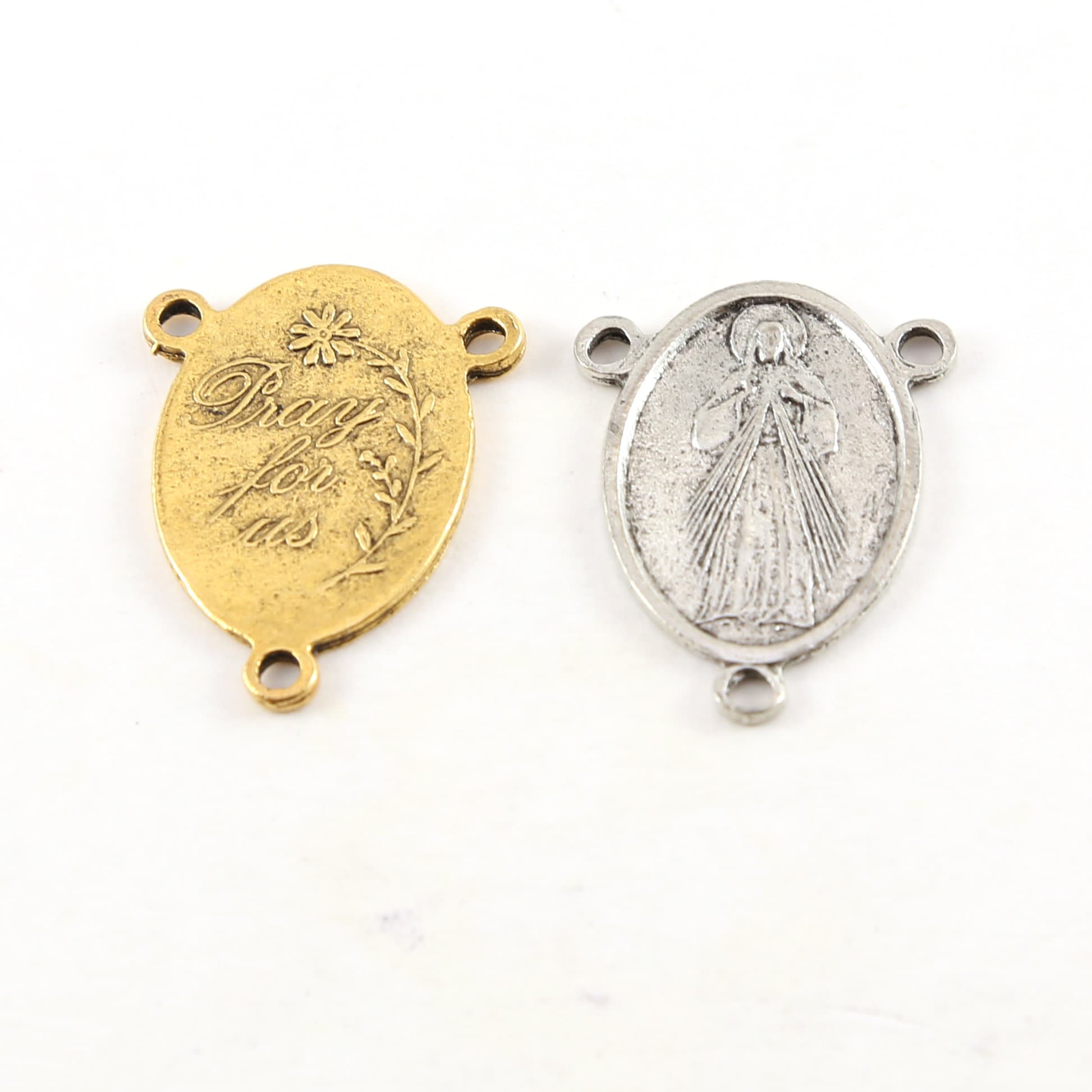 Pewter Catholic Sacred Heart of Jesus Pray for Us Double Sided