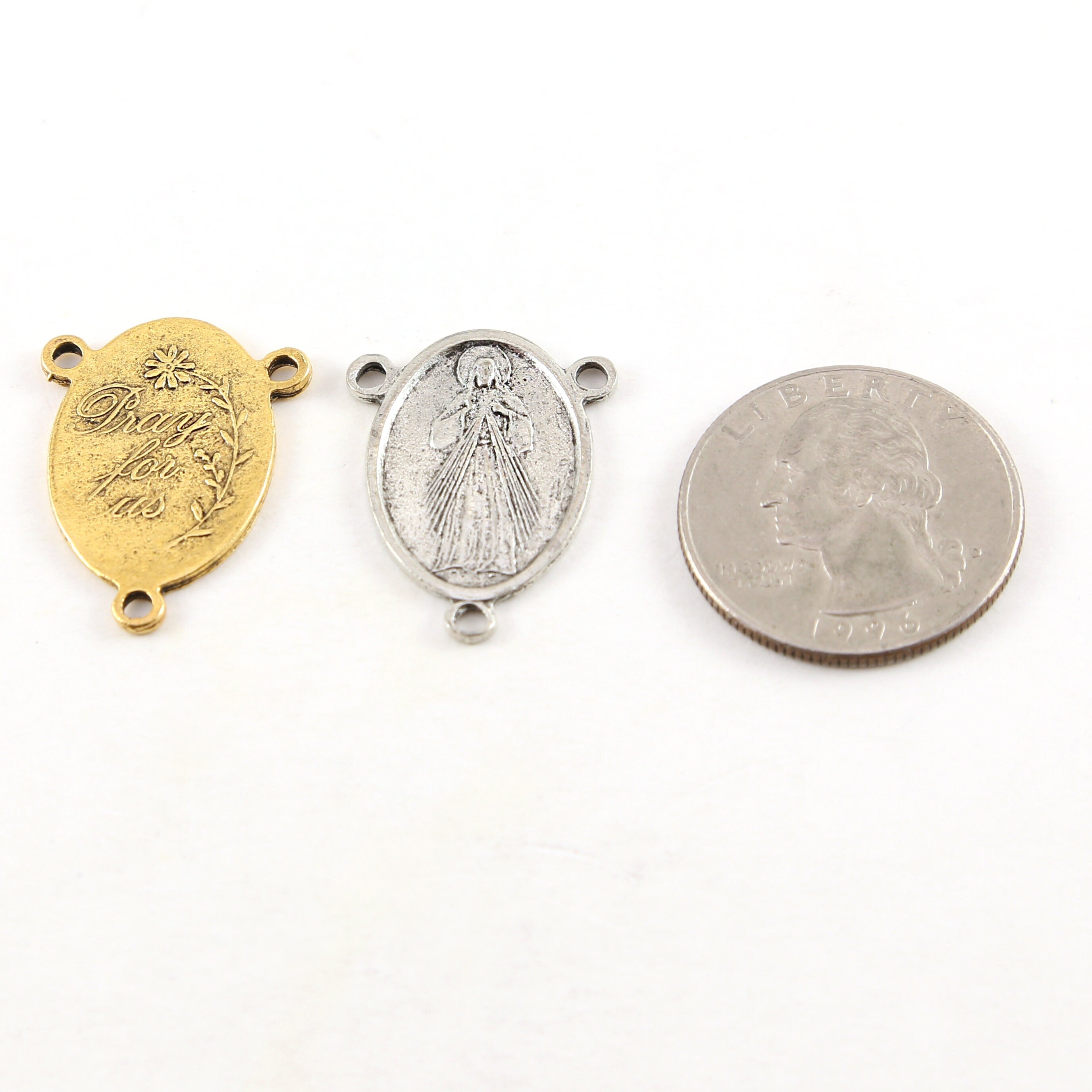Pewter Catholic Sacred Heart of Jesus Pray for Us Double Sided