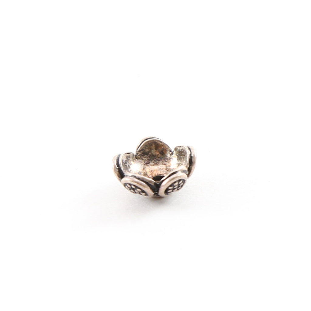 10mmx4mm Sterling Silver Rounded Dotted Petals Flower Bali Style Bead Cap