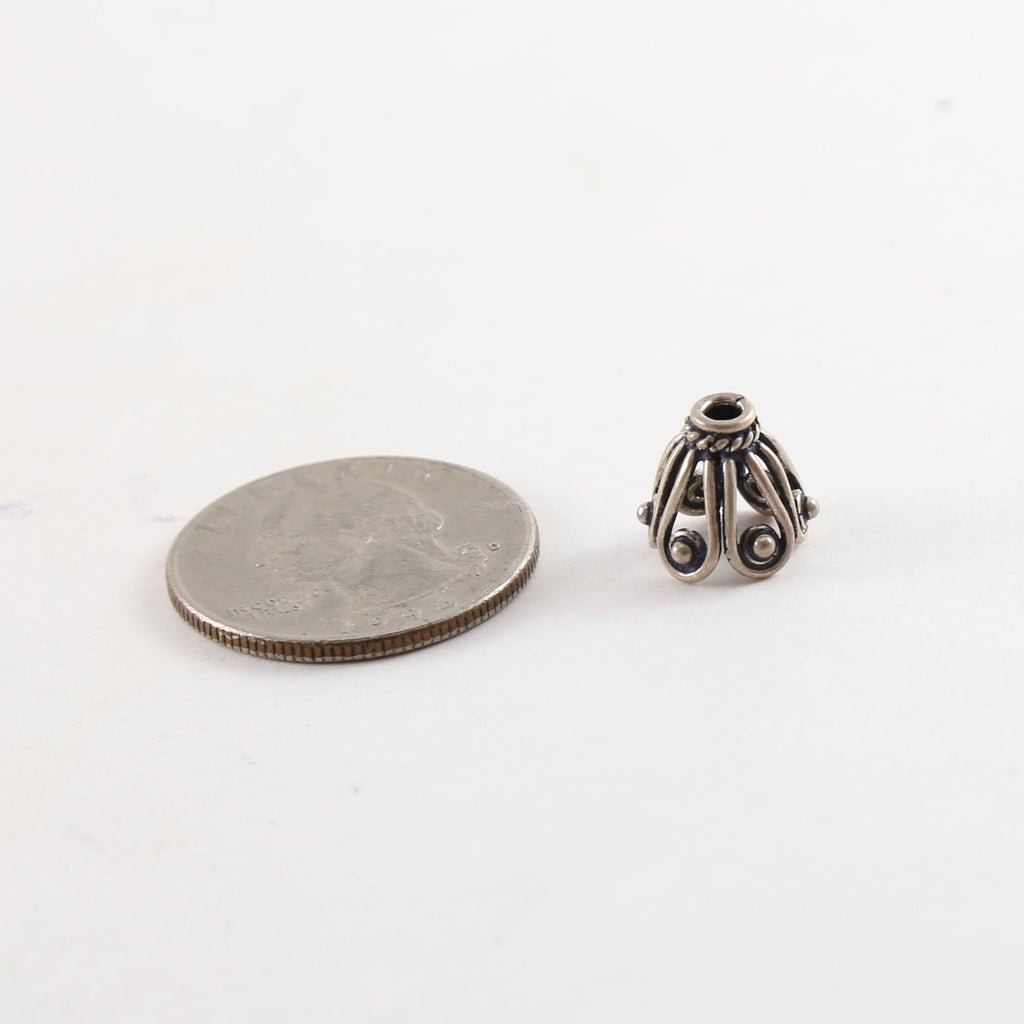 11mmx8mm Sterling Silver Curly Cone Tulip Flower Bell Bead Cap
