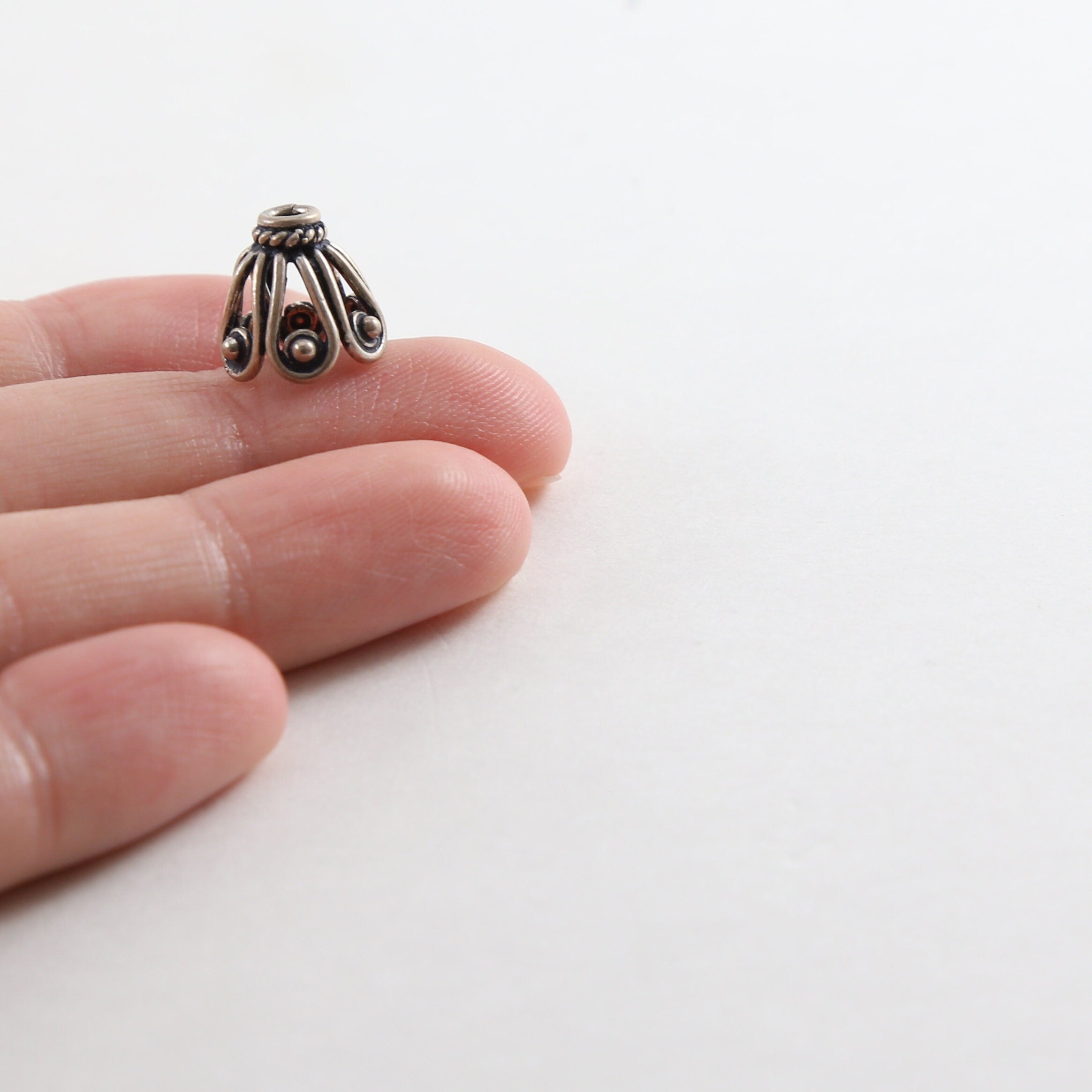 11mmx8mm Sterling Silver Curly Cone Tulip Flower Bell Bead Cap