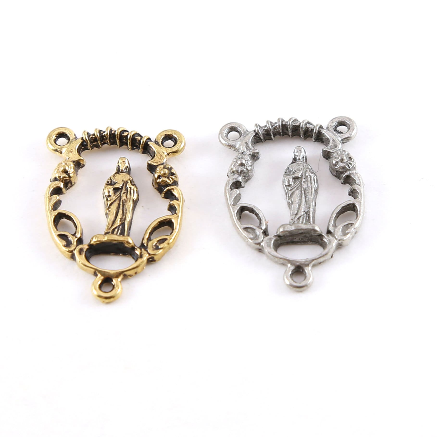 Pewter Catholic Sacred Heart of Jesus Open Oval 3 Way Y