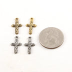 10mmx20mm Pewter Curly Swirl Cross Pendant Religious Spiritual Catholic (2pc)