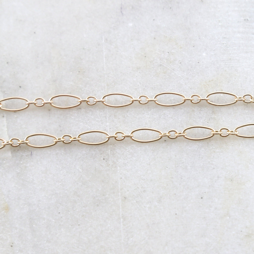 14K Gold Filled 7mm x 3mm Delicate Large Oval and Circle – Sold by the Foot