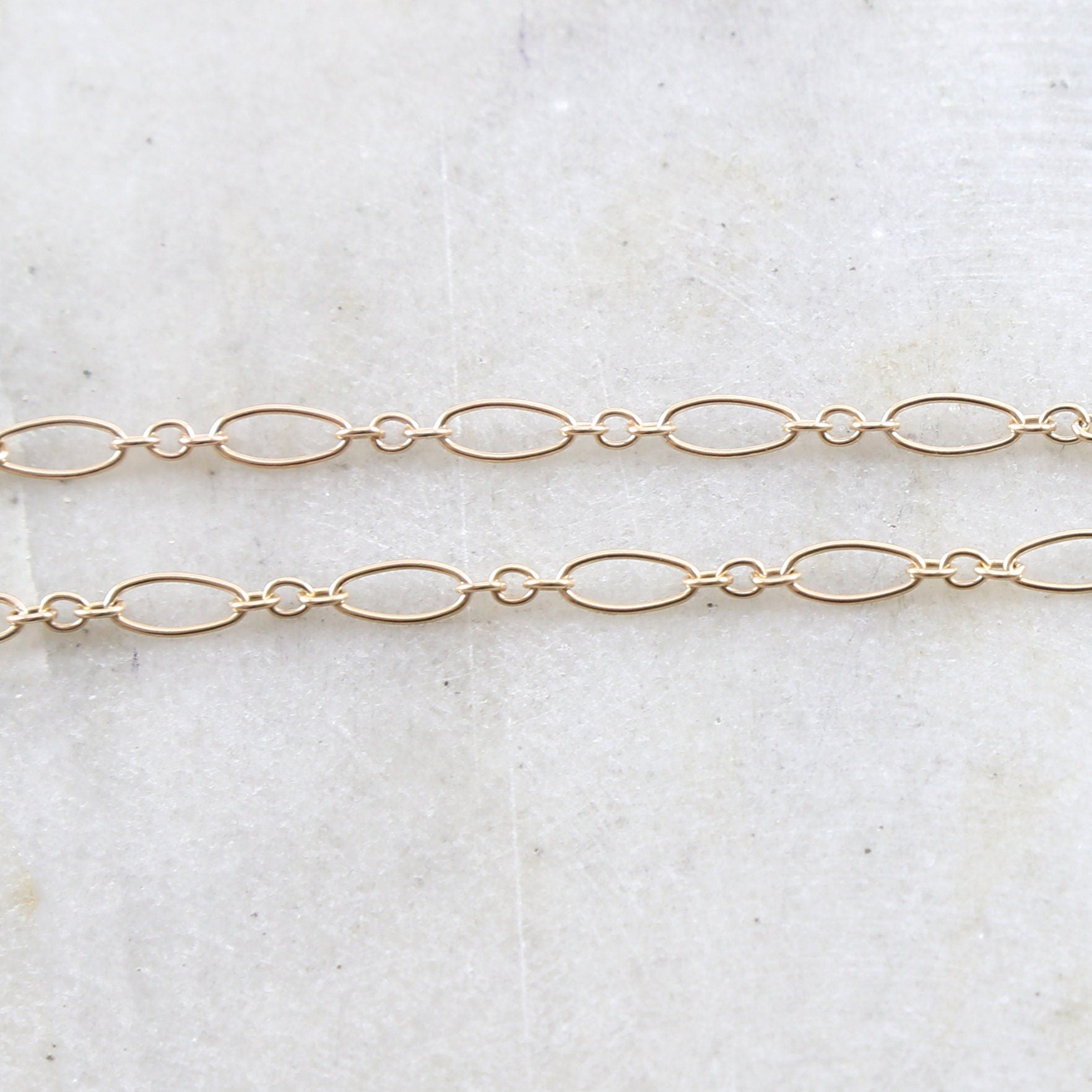 14K Gold Filled 7mm x 3mm Delicate Large Oval and Circle – Sold by the Foot