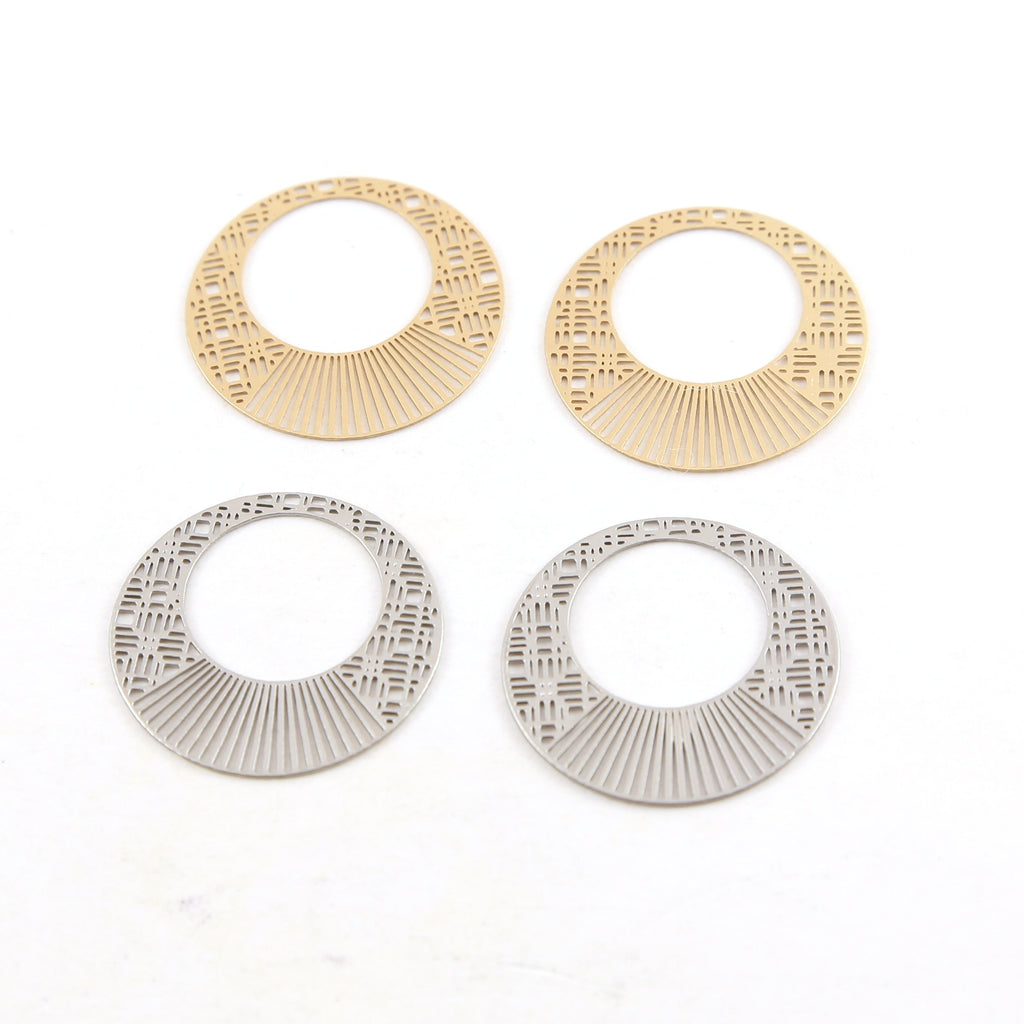 23mm Pewter Thin Die Cut Multi Line Circle Metal Circle Coin (2pc)