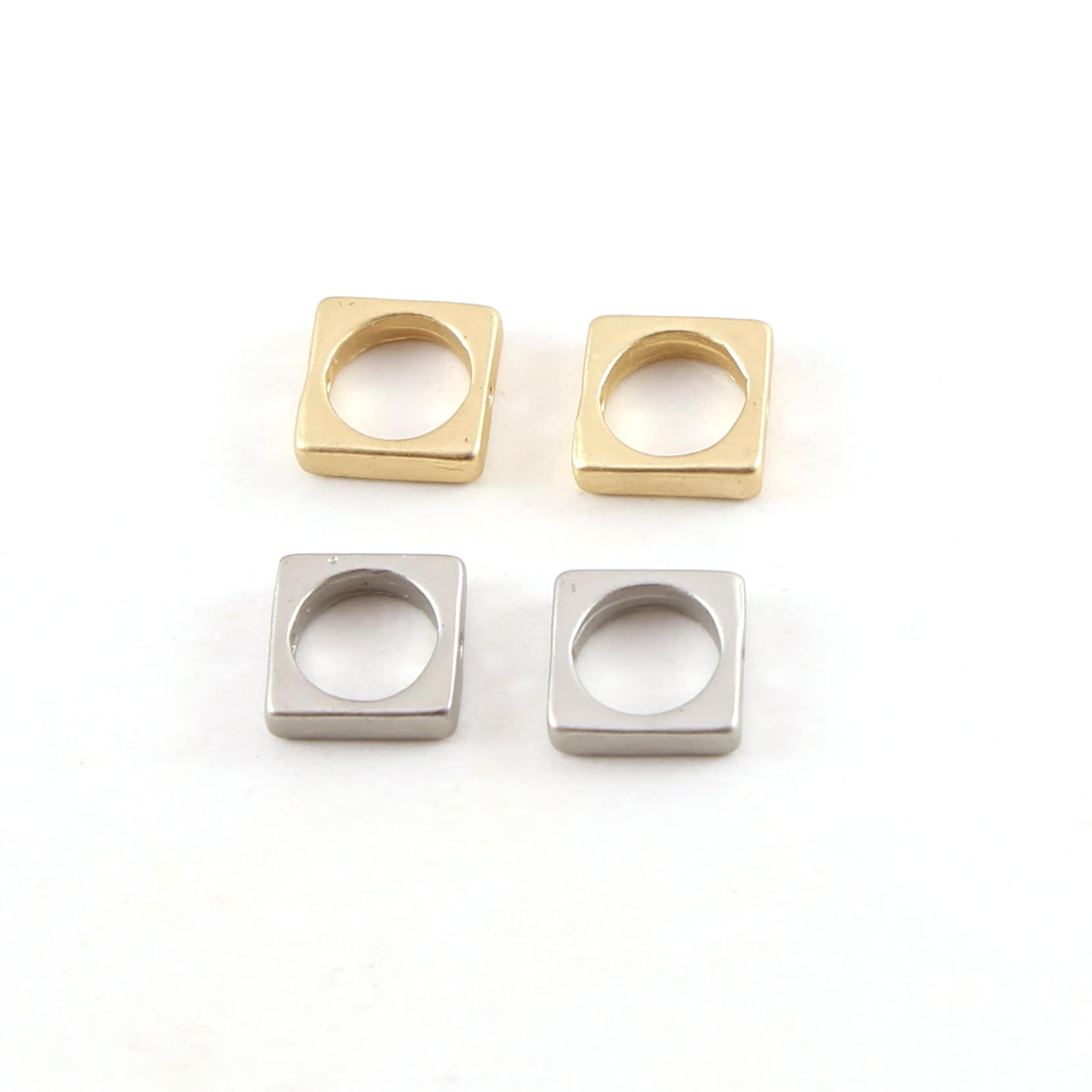 8mm Pewter Metal Square Circle Connector Bead Pendant in Matte (2pc)