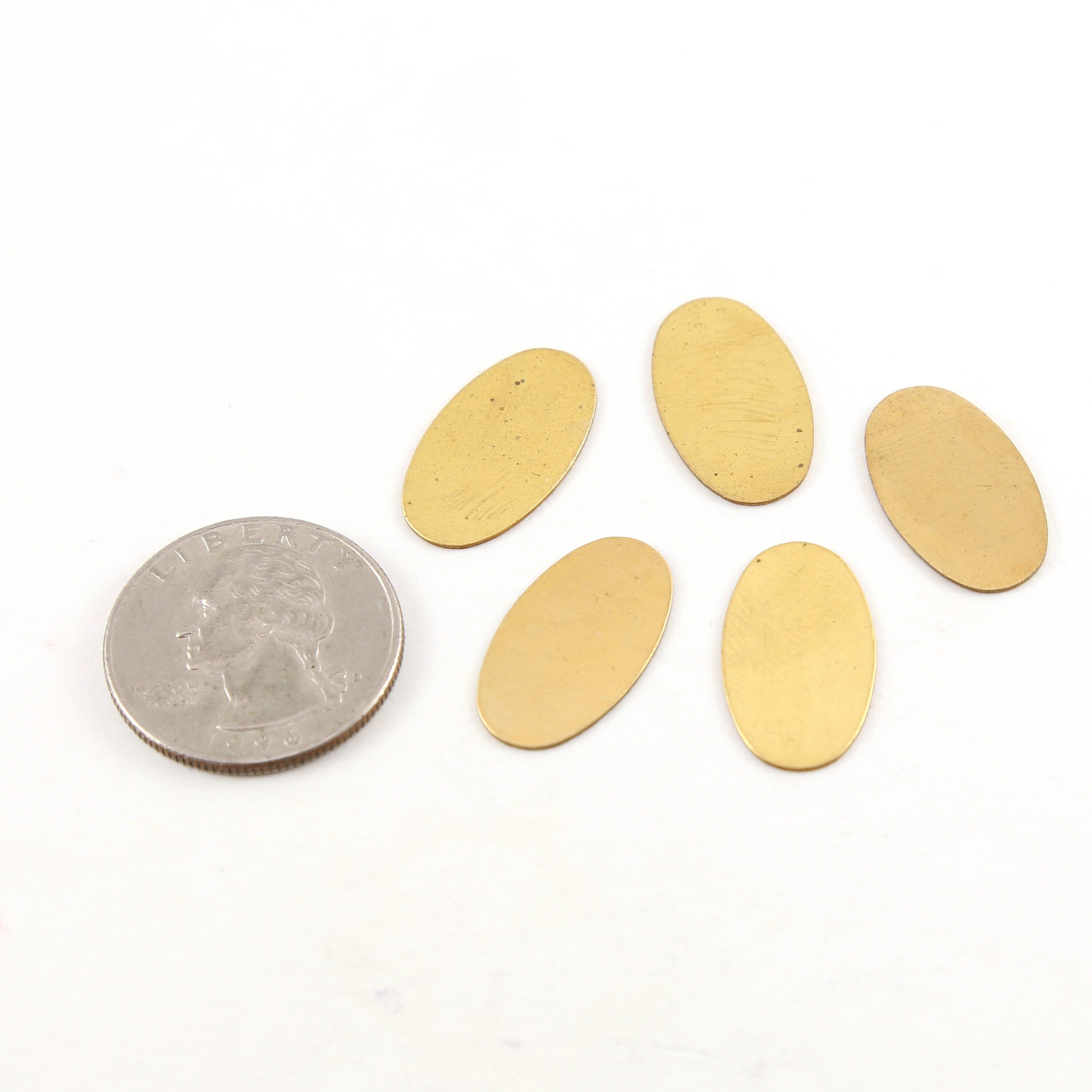 Brass 22mm x 13mm Metal Oval Stamping Blank No Hole Cut Out (5pc)