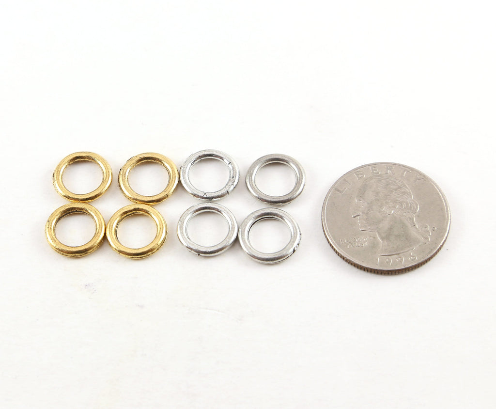 Pewter Small 12mm Metal Raw Open Circle Connector Ring Charm (4pc)