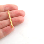 Pewter Metal Bar Connector Two Hole Charm 30mm x 2mm in Gold (2pc)