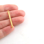 Pewter Metal Bar Connector Two Hole Charm 30mm x 2mm in Gold (2pc)