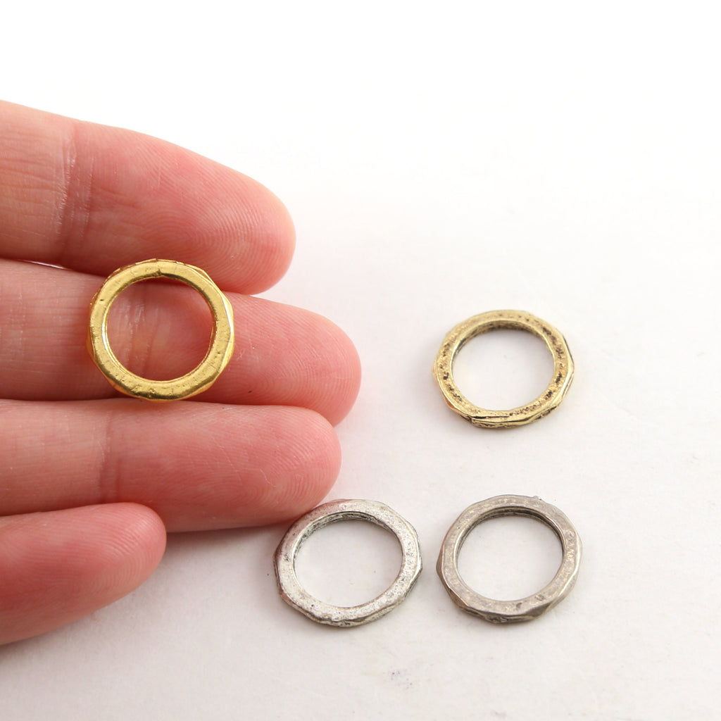 Pewter Medium 15mm Metal Raw Open Circle Connector Ring Charm (2pc)