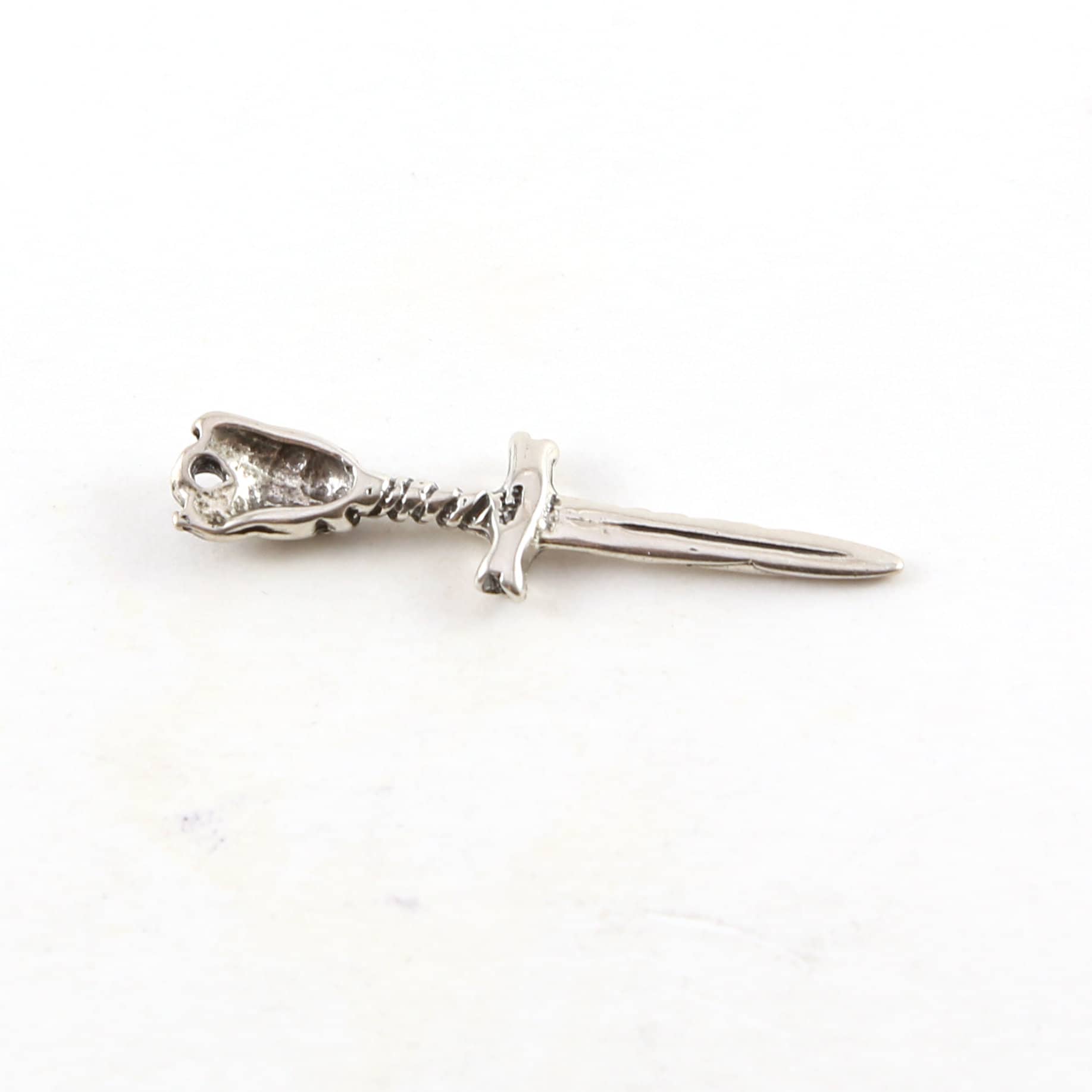Sterling Silver Skull Horned Devil Sword Charm Day of the Dead