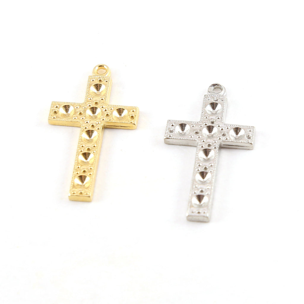 28mmx15mm Pewter Cross for Crystals Inlay Pendant Religious Spiritual