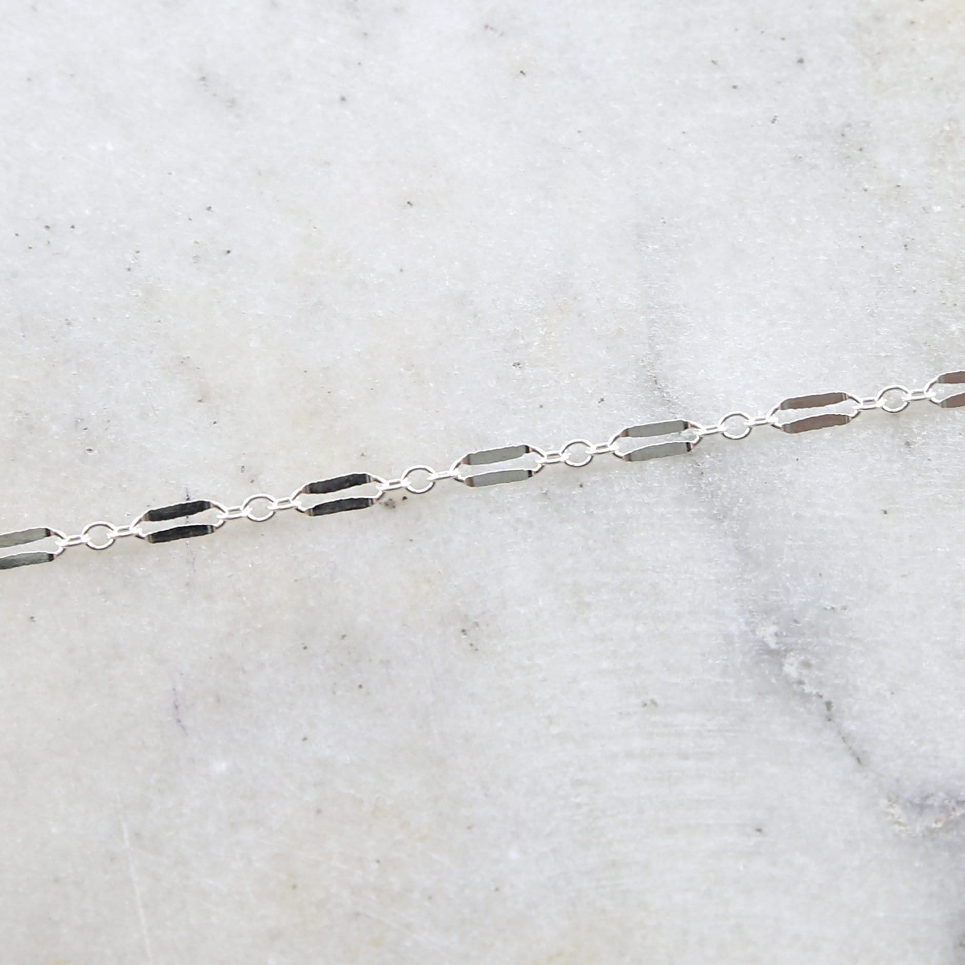 Sterling Silver Double Bar Link Flat Delicate Choker Chain – Sold by the Foot