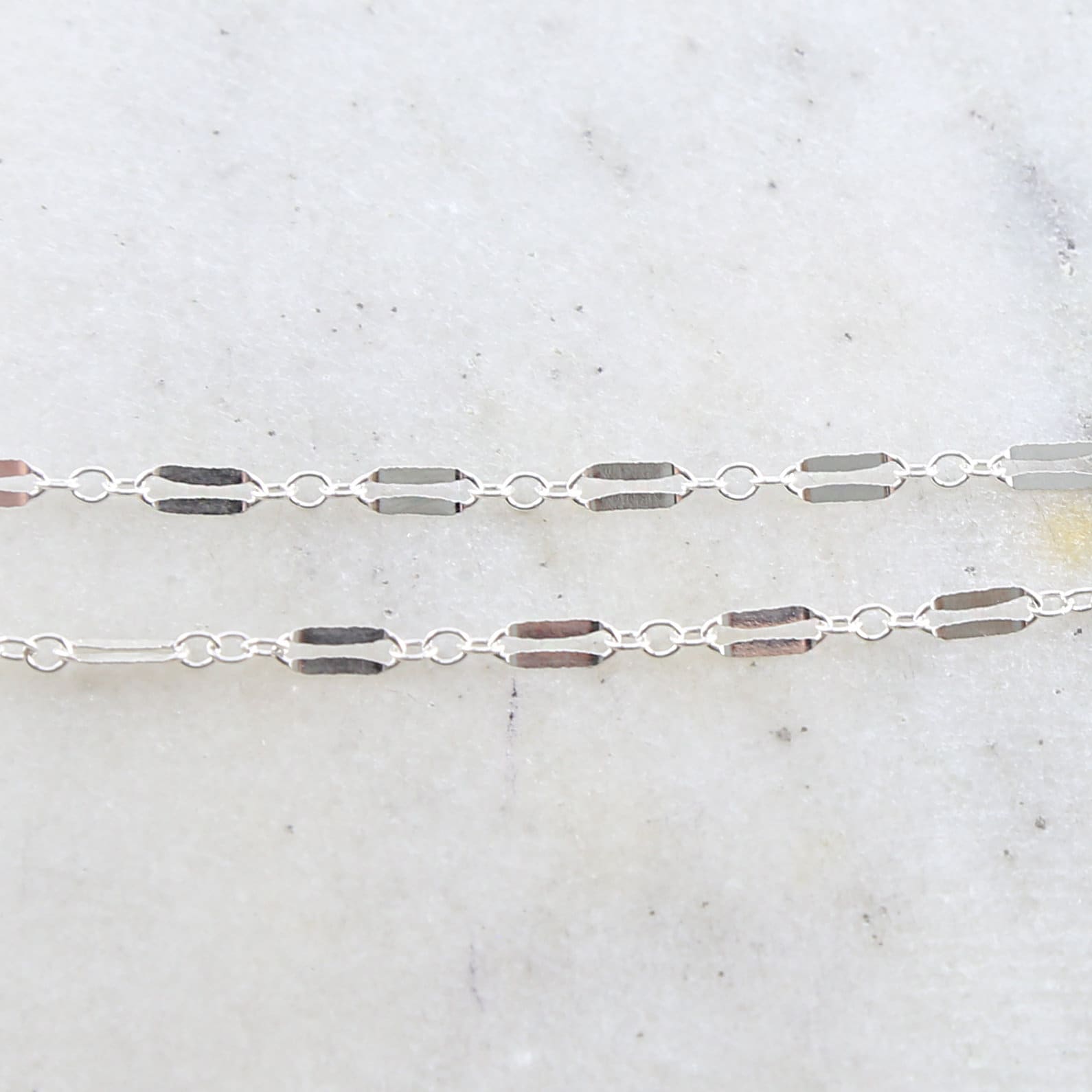 Sterling Silver Double Bar Link Flat Delicate Choker Chain – Sold by the Foot